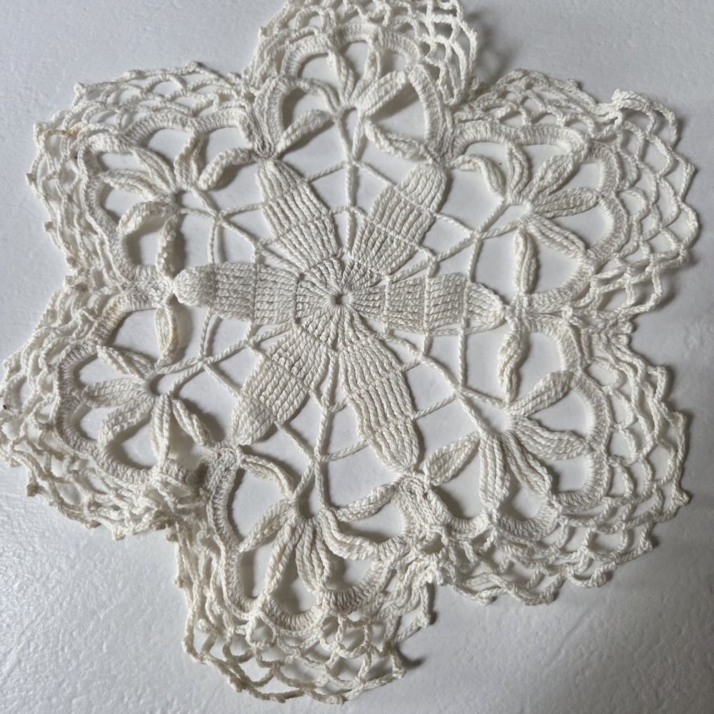 Vintage Large 15" Off-White/White Crochet Doily